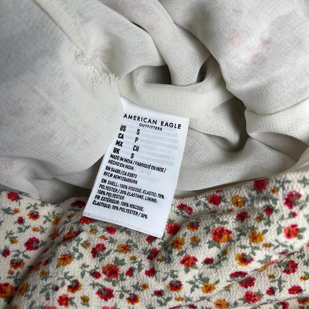 American Eagle Woman’s Small Floral Button-Front Cap Sleeve Dress - Picture 3 of 9